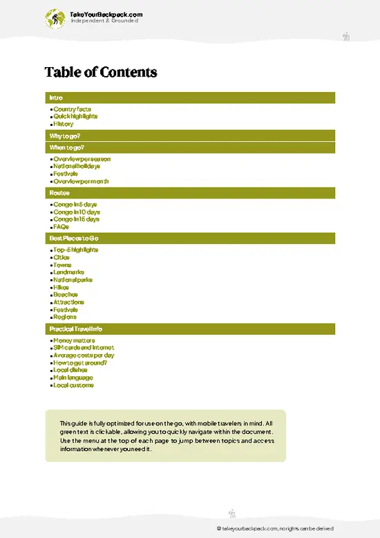 example page 2 from our offline Travel Guide for Republic of the Congo